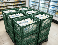 Caisse à lait en plastique robuste et pliable de 24 quarts, motif camouflage, empilable et ventilée, pour centre de distribution logistique