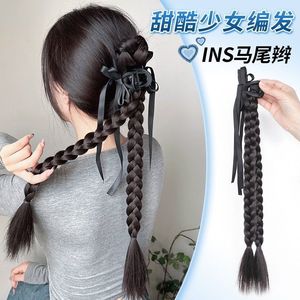 <span class=keywords><strong>Queue</strong></span> <span class=keywords><strong>de</strong></span> <span class=keywords><strong>cheval</strong></span> tressée artificielle avec nœud en ruban et pince, double <span class=keywords><strong>queue</strong></span> <span class=keywords><strong>de</strong></span> <span class=keywords><strong>cheval</strong></span> haute, tresse naturelle basse, <span class=keywords><strong>queue</strong></span> <span class=keywords><strong>de</strong></span> <span class=keywords><strong>cheval</strong></span> latérale style chinois - Product Image 3