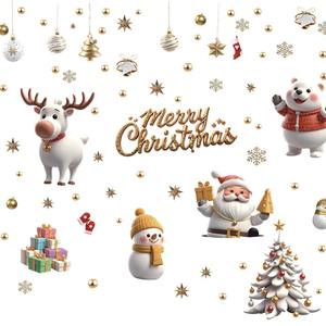Autocollant de fenêtre de Noël, décorations de fenêtre en verre avec Père Noël de dessin animé, autocollant électrostatique, cerf, flocon de neige, décalcomanie d'<span class=keywords><strong>arbre</strong></span> de Noël - Product Image 5