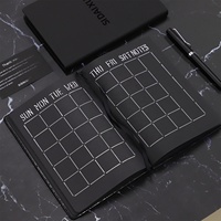 Ensemble de planificateurs d'affaires Journal en cuir PU à couverture rigide personnalisé Carnet de notes en papier noir