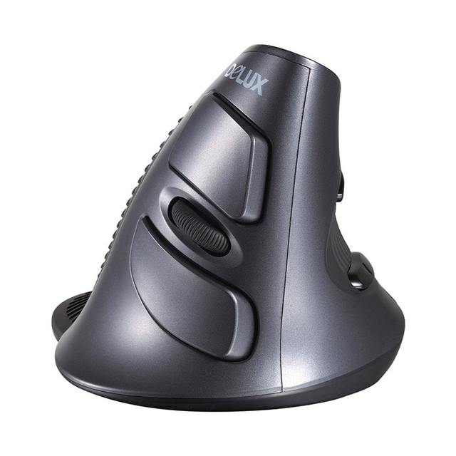 New-design for Computer DELUX M618 6-Keys Vertical Snail Ergonomic Wireless Mouse(Black)