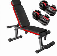 Banc de musculation CuteeFox + Ensemble d'haltères réglables 24 kg (2,5-24 kg, 15 niveaux, réglage rapide, design pliable pour abdominaux et dos)
