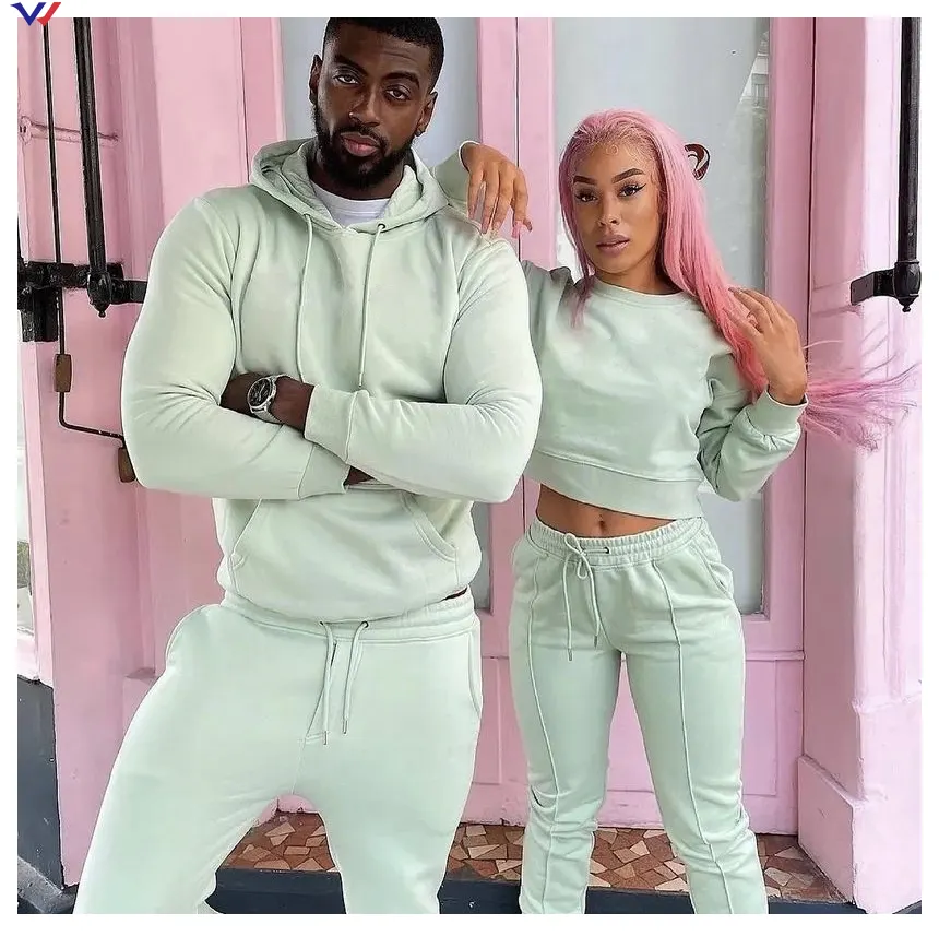 Custom Logo Sweatpants And Hoodie Sets Mens Women Unisex Cotton Jogger Suit Sets Tracksuit