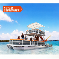 Bateau ponton sportif de luxe en fibre de verre 2025 pour le wakeboard à grande vitesse et les sorties de divertissement