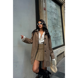 Chaqueta de Cachemira, Blazer de Manga Larga, Color Otoño S Visa, Tejido de Color - Product Image 4