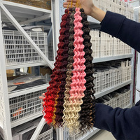 Extensions capillaires synthétiques Kanekalon de qualité supérieure, 24 pouces, ondulées profondes, 100g, pour tressage et crochet, vente en gros