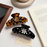 Pince à cheveux en acétate Liwu, style français, luxe rétro, couleur Maillard, 8 cm, taille moyenne, motif léopard classique