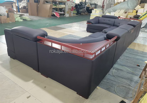 Juego de Sofás de Cuero de Diseño de Lujo, Sofá de Esquina de Madera Maciza de Gran Tamaño para Sala de Estar, Sofá en Forma de U de 3, 4, 5, 6, 7 Plazas con Mesa Lateral - Product Image 3