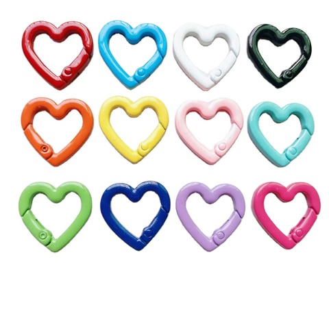 Recycled  Zinc Alloy Heart Shape with Various Painting Colors Clip Clasp Dog Hook Snap Hook for Bags Key Chains
