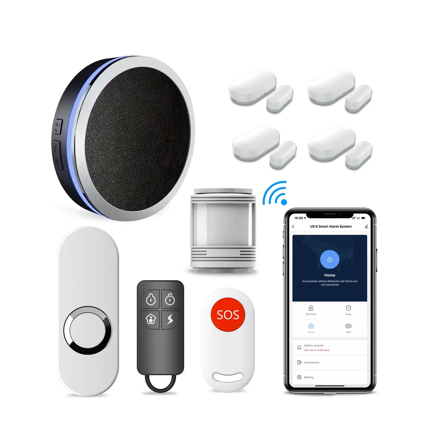 Home DIY no monthly fees wireless simply safe alarm system for home WiFi alarm system kit smart security system with phone app