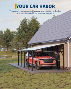 Grand abri de <span class=keywords><strong>voiture</strong></span> métallique mural de 12x20 pieds, abri de <span class=keywords><strong>voiture</strong></span> incliné pour SUV et pick-up - Product Image 6