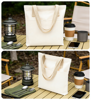 Sac fourre-tout en toile naturelle minimaliste personnalisable - Sac de courses réutilisable écologique avec poche avant pour le bricolage