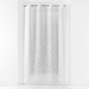 Rideau à œillets effet lin 140x280 cm avec tissu en fil zèbre blanc - Product Image 1