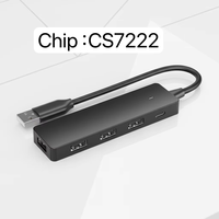 Hub USB de 5 Puertos ABS al por Mayor con 1 Puerto Tipo-C y 4 Puertos USB 2.0, Divisor de Datos de Alta Velocidad para Laptop, PC, Adaptador Extensor de Escritorio