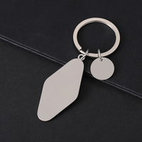 Ywyougang Porte-clés personnalisable en acier inoxydable imprimé au laser, pendentif losange et cercle, design 3D double face, couleur personnalisée