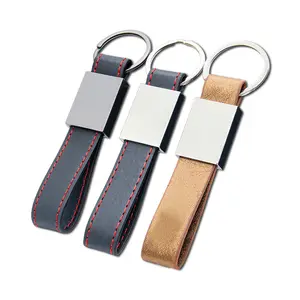 Promotion cadeau métal laser gravure en cuir porte-clés en cuir porte-clés pour cadeau souvenir d'affaires
