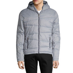 Veste matelassée décontractée pour homme la plus vendue, en polyester gris, avec fermeture éclair frontale, poches, grandes tailles, imperméable, effet délavé, service OEM pour l'automne - Product Image 1
