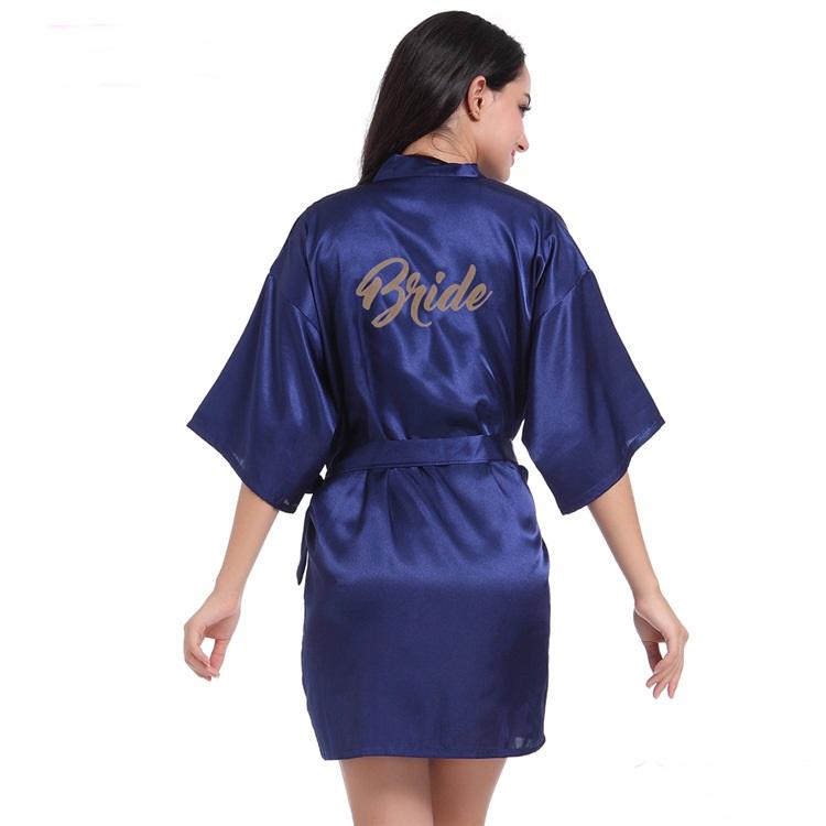 Kimono corto de satén para mujer, ropa de dormir de seda sólida