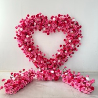 Arche de fleurs artificielles en soie en forme de cœur, réaliste, écologique, pliable, de luxe, faite à la main, pour toile de fond florale – Vente chaude