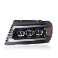 1999-2004 pour JEEP Grand Cherokee Ensemble de phares modifié avec des feux de jour à LED Clignotants à flux continu Trois lentilles