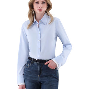 Produttore OEM Custom puro cotone manica lunga polsino francese doppio polsino a contrasto camicie da cerimonia Slim Fit da donna - Product Image 1