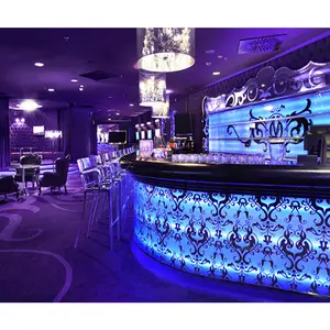 Light Up Cocktail Tables Solid Surface Low Price Bar Counter Sets For Nightclub