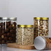 Pot en plastique de qualité alimentaire de 100 à 1000 ml avec couvercle en aluminium pour noix, biscuits, bonbons, lait, thé, collations, pot à jus