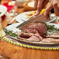 Platos Base Transparentes con Borde Dorado |   Platos de plástico esmerilado de 13 pulgadas con borde de cuentas para fiestas, banquetes y Navidad
