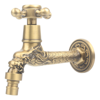 Robinet de machine à laver antique en cuivre, style européen, robinet d'arrosage mural pour jardin, intérieur/extérieur, 1/2, en laiton