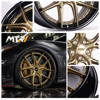جنوط سيارات ذهبية بحافة سوداء، تصميم خماسي الأذرع، مقاس 18 بوصة، 5x114.3، جنوط مصنوعة من قطعتين، متوفرة بالجملة