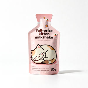 Sachet rétractable irrégulier en aluminium imprimé par gravure, haute barrière, avec ouverture facile, pour friandises pour chats enrichies en prébiotiques - Product Image 3