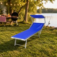 Chaise longue pliante en tissu Oxford et alliage d'aluminium avec pare-soleil réglable, inclinable multi-positions, pour extérieur et bord de piscine