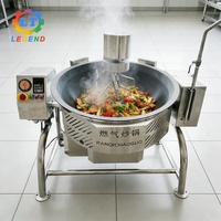 Wok automatique de 150 L en fonte pour cuisson industrielle au gaz avec certification CE