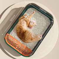 Bac à litière pour chat en plastique écologique, grand format, facile à nettoyer, avec accessoires