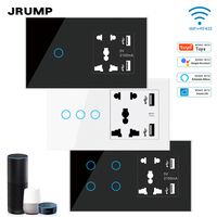 147 serie inteligente Tuya Smart Life WiFi interruptor de luz táctil inteligente 1-4Gang Control de voz Alexa Google Home US Smart Power WallSocket