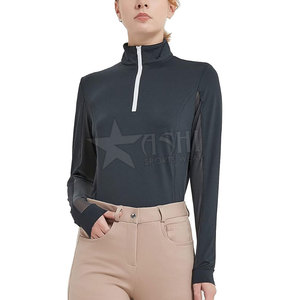 2024 Trendy Design Women Half Zipper Horse Riding Shirts Breathable Female <b>Base</b> <b>Layers</b> <b>Long</b> <b>Sleeve</b> Equestrian Clothing Ladies - Product Image 1