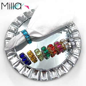 Anelli <span class=keywords><strong>Portatovaglioli</strong></span> in Cristallo Colorato con Diamanti <span class=keywords><strong>Oro</strong></span> e Argento per Decorazioni Matrimoniali - Product Image 3