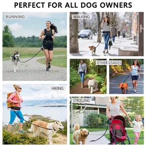 Correa <span class=keywords><strong>de</strong></span> perro funcional y elegante montada en la cintura con rayas reflectantes correa elástica y bolsillo <span class=keywords><strong>de</strong></span> almacenamiento para pasear <span class=keywords><strong>perros</strong></span> - Product Image 2