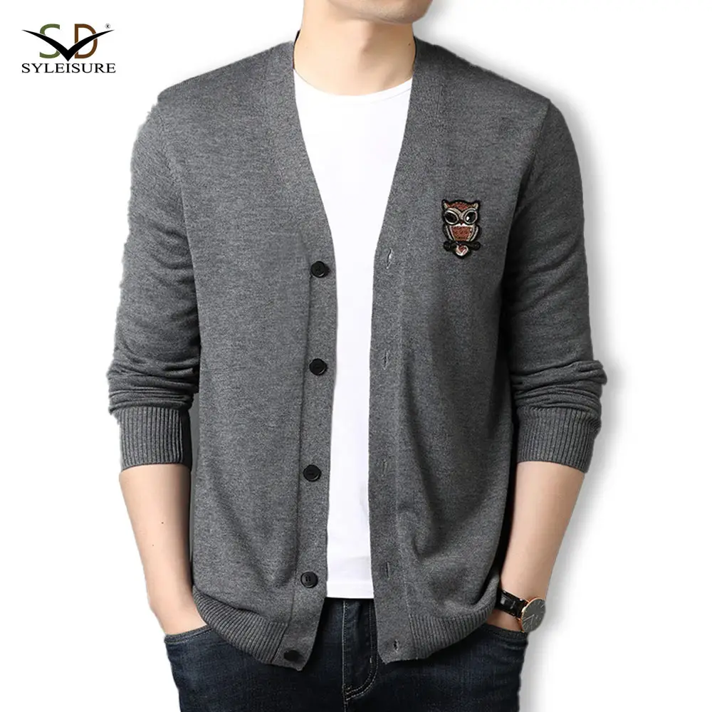 Trendy new fashion color custom warm mens cardigan wool sweater with button