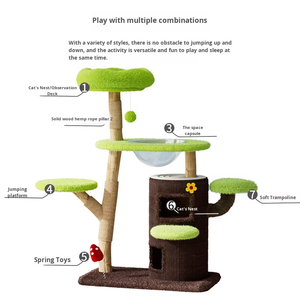 Solid Wood Cat Climbing Rack Tree Design for Small Apartments Indoor Outdoor Use Compact Space-<b>Saving</b> Cat - Product Image 4