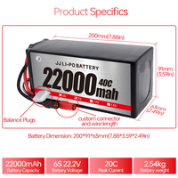 Fabrik preis JJ Lipo Batterie 22000mAh 6S 12S 14S 22,2 V 44,4 V 51,8 V XT90-S anschluss 20C Entladung 488Wh Drohnen batterie Pack Soft