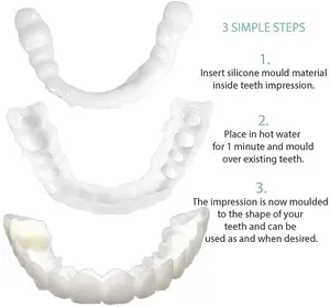 Üst alt diş silikon kaplama protez Snap-on diş kiti yanlış dişler kapağı parantez protez diş yedek kozmetik