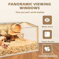 JQ Grandes Cages d'Élevage en Bambou et Bois pour Cochons d'Inde, Cages à Hamster avec Panneaux en Acrylique, Construction Robuste pour Hamsters et Accessoires