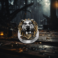 Bague rétro en titane et acier pour homme avec tête de lion en or Bijoux en acier inoxydable 316L de style Hip Hop pour cadeau