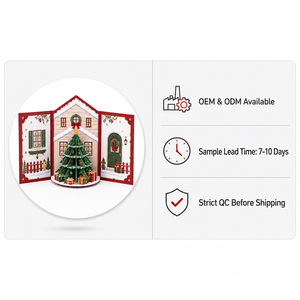 Carte de vœux de Noël en 3D avec maison pop-up, carte de Noël avec enveloppe pour Noël - Product Image 5