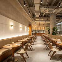 Ensemble de meubles commerciaux Ron Group, table ronde en bois, banquette en cuir rembourrée, ensemble table et chaises pour restaurant de restauration rapide
