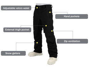 2 वे स्ट्रेच फ्रीराइड स्नो स्की कार्गो पैंट, इंसुलेटेड आउटडोर स्पोर्ट्स पैंट प्रबलित घुटने वाटरप्रूफ और विंडप्रूफ - Product Image 6