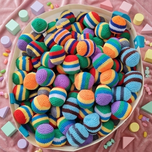 Ballons de jonglage en crochet faits main pour enfants, jouets d'extérieur, Hacky Sack, Footbag, jouets promotionnels - Product Image 4