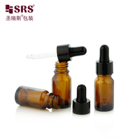 D001-10ml en stock expédition rapide récipient de flacon en verre ambré vide avec tube compte-gouttes en verre à col noir brillant pour huile essentielle