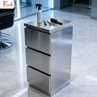 Armoire de rangement de salon en acier inoxydable W-x184, armoire à outils en acier inoxydable à 3 niveaux, finition miroir pour salon de coiffure, spa, salon de manucure